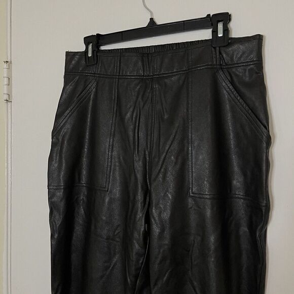 Spanx Faux Leather Jogger Pants Pull On High Rise Shaping Panel In Black Size L - Picture 2 of 8